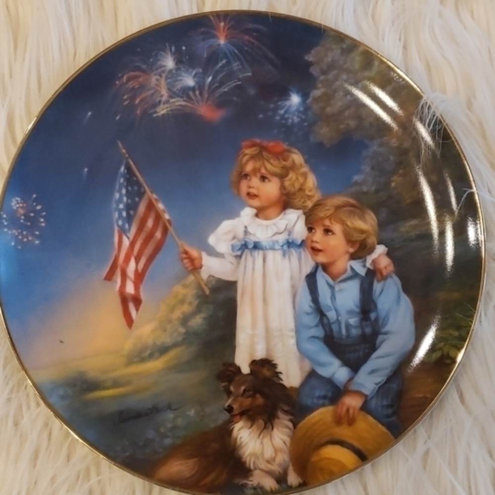 STAR SPANGLED SKY 1985 SANDRA KUCK COLLECTIBLE PLATE WALL HANGING